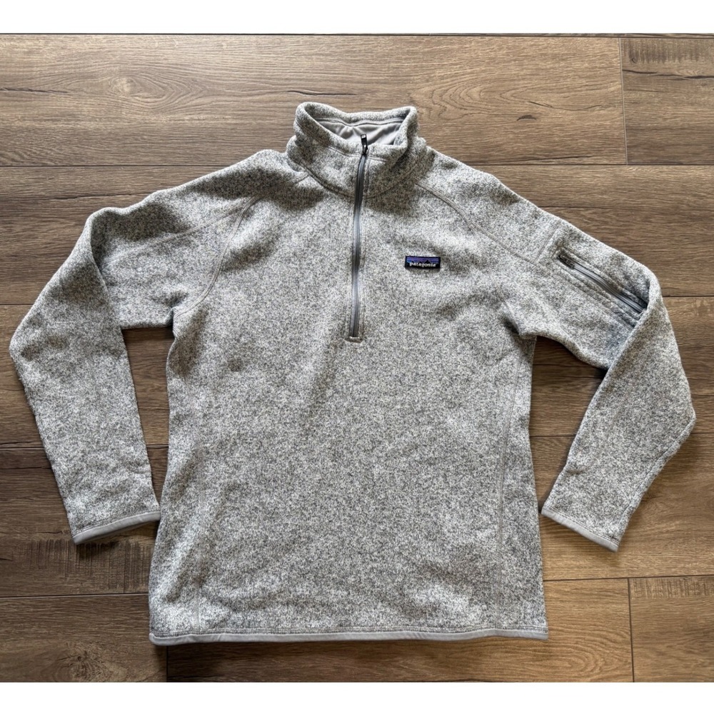 Patagonia‎ Better Sweater 1/4 Zip Fleece Pullover Birch White Grey 25617 Large